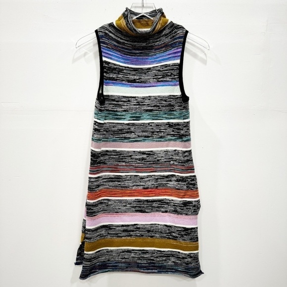 Anthropologie Rainbow Stripe Knit High Neck Sleeveless Tunic Top X-Small - Picture 1 of 8